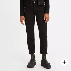 Levi Wedgie Fit Black Croped Denim